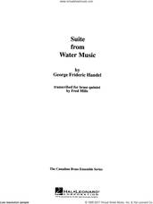 Cover icon of Suite from Water Music (COMPLETE) sheet music for brass quintet by George Frideric Handel and Frederick Mills, classical score, intermediate skill level