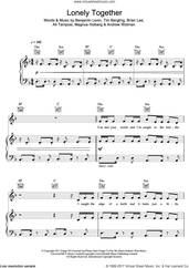 Cover icon of Lonely Together (featuring Rita Ora) sheet music for voice, piano or guitar by Avicii, Rita Ora, Ali Tamposi, Andrew Wotman, Benjamin Levin, Brian Lee, Magnus Hoiberg and Tim Bergling, intermediate skill level