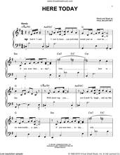 Cover icon of Here Today sheet music for piano solo by Paul McCartney, easy skill level