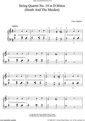 Cover icon of String Quartet No. 14 in D Minor (Death And The Maiden) sheet music for piano solo by Franz Schubert, classical score, easy skill level