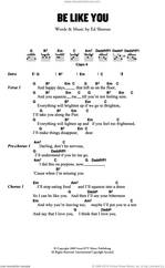 Cover icon of Be Like You sheet music for guitar (chords) by Ed Sheeran, intermediate skill level