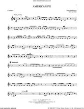 Cover icon of American Pie sheet music for clarinet solo by Don McLean, intermediate skill level