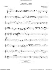 Cover icon of American Pie sheet music for trumpet solo by Don McLean, intermediate skill level
