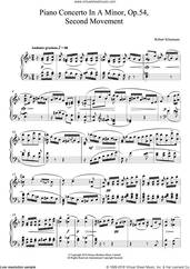 Cover icon of Piano Concerto In A Minor, Op.54, Second Movement sheet music for piano solo by Robert Schumann, classical score, intermediate skill level