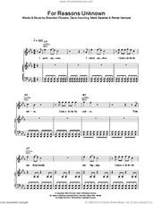 Cover icon of For Reasons Unknown sheet music for voice, piano or guitar by The Killers, Brandon Flowers, Dave Keuning, Mark Stoermer and Ronnie Vannucci, intermediate skill level