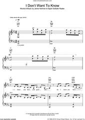 Cover icon of I Don't Want To Know sheet music for voice, piano or guitar by Sigrid, Jamie Hartman and Sigrid Solbakk Raabe, intermediate skill level