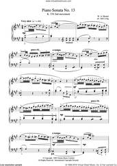 Cover icon of Piano Sonata No.13 sheet music for piano solo by Wolfgang Amadeus Mozart, classical score, intermediate skill level