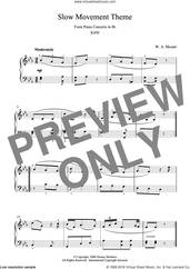 Cover icon of Slow Movement Theme from Piano Concerto in B Flat K450 sheet music for piano solo by Wolfgang Amadeus Mozart, classical score, intermediate skill level