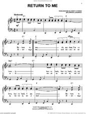 Cover icon of Return To Me, (easy) sheet music for piano solo by Dean Martin, Carmen Lombardo and Danny Di Minno, easy skill level