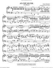 Cover icon of An Die Musik (To Music) (arr. Lawrence Rosen) sheet music for piano solo by Franz Schubert, intermediate skill level