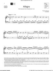 Cover icon of Allegro (Grade 2, list A1, from the ABRSM Piano Syllabus 2021 and 2022) sheet music for piano solo by Thomas Attwood, classical score, intermediate skill level