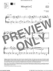 Cover icon of Minuet in C (Grade 1, list A2, from the ABRSM Piano Syllabus 2021 and 2022) sheet music for piano solo by W. A. Mozart, classical score, intermediate skill level