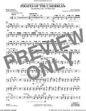 Cover icon of Pirates of the Caribbean (from The Curse of the Black Pearl) sheet music for concert band (percussion 1) by Klaus Badelt and Michael Sweeney, intermediate skill level