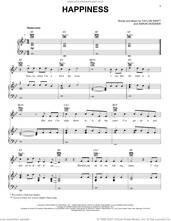 Cover icon of happiness sheet music for voice, piano or guitar by Taylor Swift and Aaron Dessner, intermediate skill level