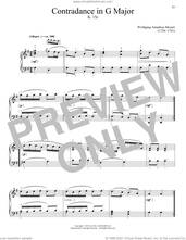 Cover icon of Contradance In G Major, K. 15e sheet music for piano solo by Wolfgang Amadeus Mozart, classical score, intermediate skill level