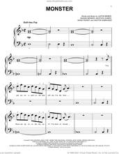 Cover icon of Monster sheet music for piano solo (big note book) by Shawn Mendes & Justin Bieber, Adam Feeney, Ashton Simmonds, Justin Bieber, Mustafa Ahmed and Shawn Mendes, easy piano (big note book)