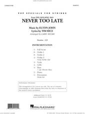 Cover icon of Never Too Late (from The Lion King 2019) (arr. Larry Moore) (COMPLETE) sheet music for orchestra by Elton John, Larry Moore and Tim Rice, intermediate skill level