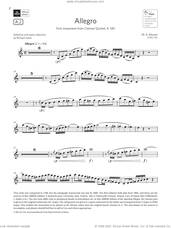 Cover icon of Allegro (from Clarinet Quintet, K.581) (Grade 7 List A2 from the ABRSM Clarinet syllabus from 2022) sheet music for clarinet solo by Wolfgang Amadeus Mozart, classical score, intermediate skill level