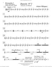 Cover icon of Danzon No. 2 for 2 Pianos (with Optional Percussion) - Percussion Parts (complete set of parts) sheet music for percussions by Arturo Marquez and Edison Quintana, classical score, intermediate skill level