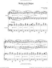Cover icon of Waltz In G Major, Op. 39, No. 10 sheet music for piano four hands by Johannes Brahms, Bradley Beckman and Carolyn True, classical score, intermediate skill level