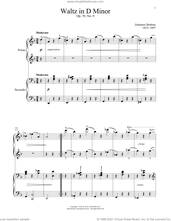 Cover icon of Waltz In D Minor, Op. 39, No. 9 sheet music for piano four hands by Johannes Brahms, Bradley Beckman and Carolyn True, classical score, intermediate skill level