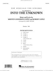 Cover icon of Into the Unknown (from Frozen) (arr. Larry Moore) (COMPLETE) sheet music for orchestra by Robert Lopez, Kristen Anderson-Lopez, Kristen Anderson-Lopez & Robert Lopez and Larry Moore, intermediate skill level