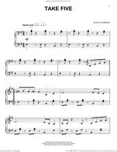 Cover icon of Take Five sheet music for piano solo by Paul Desmond, beginner skill level