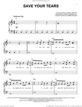Cover icon of Save Your Tears, (easy) sheet music for piano solo by The Weeknd, Abel Tesfaye, Ahmad Balshe, Jason Quenneville, Max Martin and Oscar Holter, easy skill level