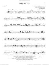 Cover icon of I Don't Care sheet music for oboe solo by Ed Sheeran & Justin Bieber, Ed Sheeran, Fred Gibson, Jason Boyd, Justin Bieber, Max Martin and Shellback, intermediate skill level