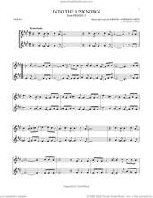 Cover icon of Into The Unknown (from Frozen 2) sheet music for two violins (duets, violin duets) by Idina Menzel and AURORA, Kristen Anderson-Lopez and Robert Lopez, intermediate skill level