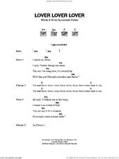 Cover icon of Lover Lover Lover sheet music for guitar (chords) by Leonard Cohen, intermediate skill level