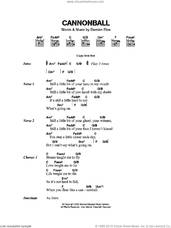 Cover icon of Cannonball sheet music for guitar (chords) by Damien Rice, intermediate skill level