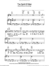 Cover icon of The Spirit Of Man sheet music for voice, piano or guitar by Chris de Burgh, intermediate skill level