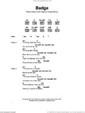 Cover icon of Badge sheet music for guitar (chords) by Eric Clapton and George Harrison, intermediate skill level