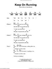 Cover icon of Keep On Running sheet music for guitar (chords) by The Spencer Davis Group and Jackie Edwards, intermediate skill level