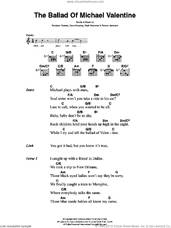 Cover icon of The Ballad Of Michael Valentine sheet music for guitar (chords) by The Killers, Brandon Flowers, Dave Keuning, Mark Stoermer and Ronnie Vannucci, intermediate skill level