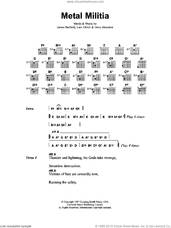 Cover icon of Metal Militia sheet music for guitar (chords) by Metallica, Dave Mustaine, James Hetfield and Lars Ulrich, intermediate skill level