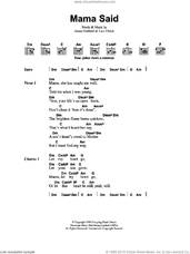 Cover icon of Mama Said sheet music for guitar (chords) by Metallica, James Hetfield and Lars Ulrich, intermediate skill level