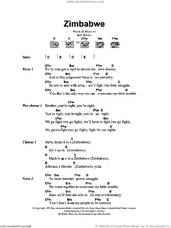 Cover icon of Zimbabwe sheet music for guitar (chords) by Bob Marley, intermediate skill level