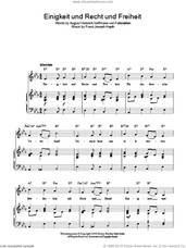 Cover icon of Einigkeit Und Recht Und Freiheit (German National Anthem) sheet music for voice, piano or guitar by Franz Joseph Haydn and August Heinrich Hoffmann von Fallersleben, classical score, intermediate skill level