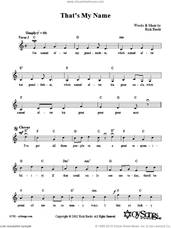 Cover icon of That's My Name sheet music for voice and other instruments (fake book) by Rick Recht, intermediate skill level