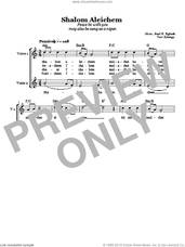 Cover icon of Shalom Aleichem (Peace Be With You) sheet music for choir (2-Part) by Joel N. Eglash, intermediate duet