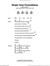 Cover icon of Shake Your Foundations sheet music for guitar (chords) by AC/DC, Angus Young, Brian Johnson and Malcolm Young, intermediate skill level