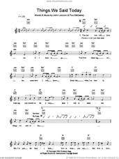Cover icon of Things We Said Today sheet music for voice and other instruments (fake book) by The Beatles, John Lennon and Paul McCartney, intermediate skill level