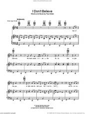 Cover icon of I Don't Believe sheet music for voice, piano or guitar by Paul Simon, intermediate skill level