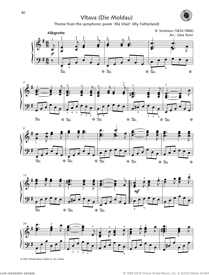 Smetana Vltava The Moldau Theme From The Symphonic Poem Ma Vlast My Fatherland Original Version Jazzy Arrangement Sheet Music For Piano Solo - roblox piano moldau