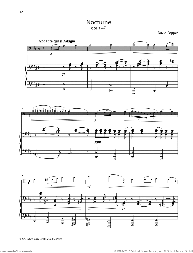 Nocturne, Op. 47 sheet music for cello and piano