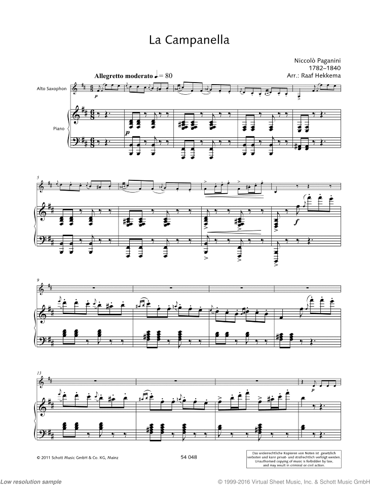 Paganini - La Campanella sheet music (from "La Campanella") for alto