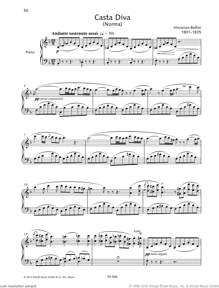 trist Dripping Swipe Bellini - Casta Diva, From 'Norma' sheet music for soprano and piano
