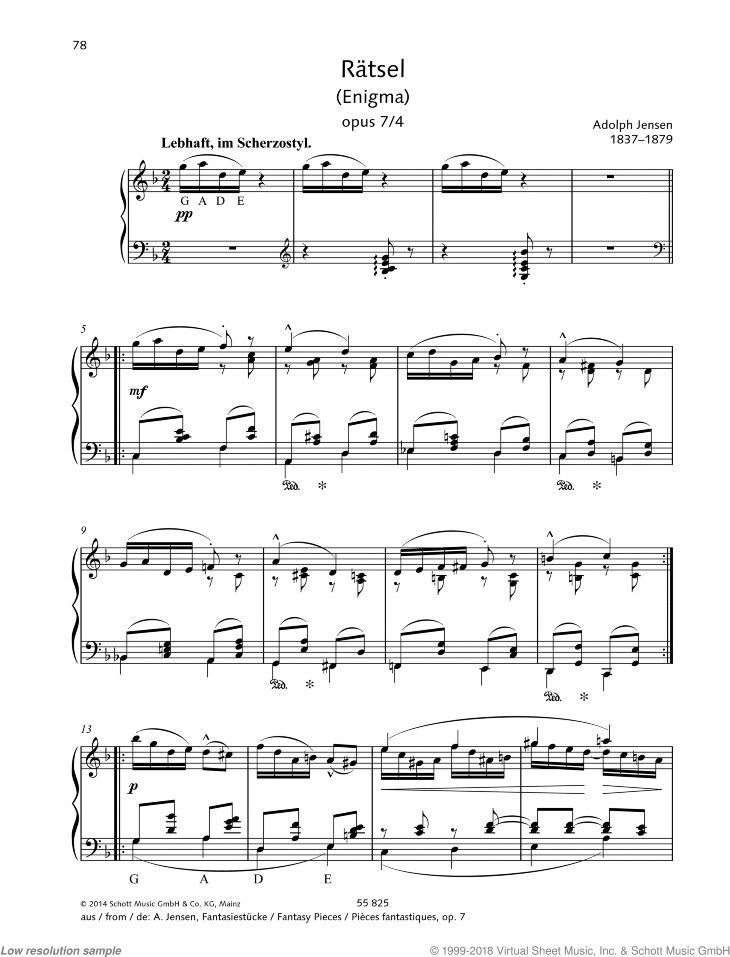 Riddle, Enigma, Op. 7 No. 4 sheet music for piano solo